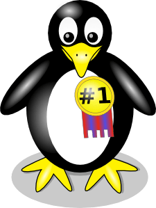 Penguin with No. 1 ribbon