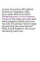 Morris Lurie, Hergesheimer in the present tense Book cover