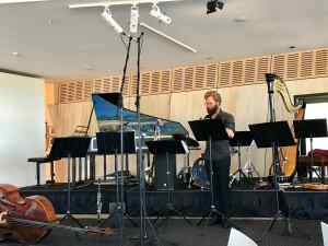 Instruments set up before concert